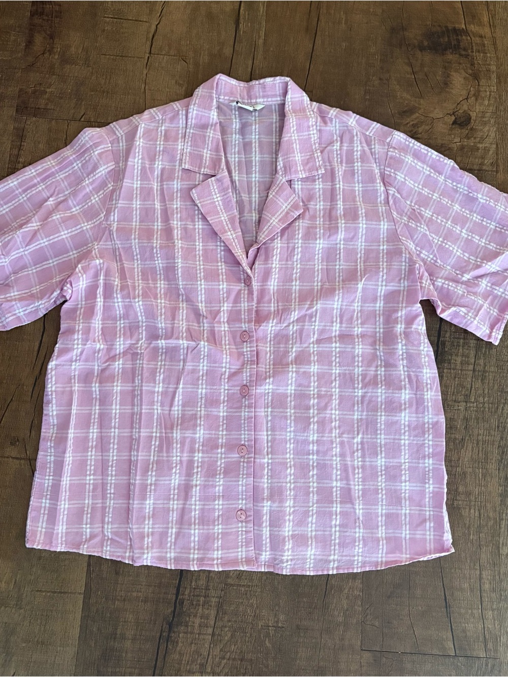 Monki Pink Plaid Lightweight Shirt